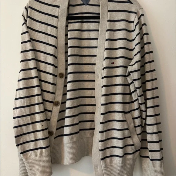 Tommy Hilfiger Men's Navy Striped Cardigan - Picture 2 of 4